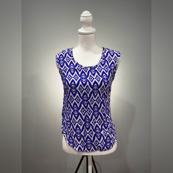 SALE! Purple Cynthia Rowley Patterned Sleeveless Blouse Size S EUC - Picture 1 of 5